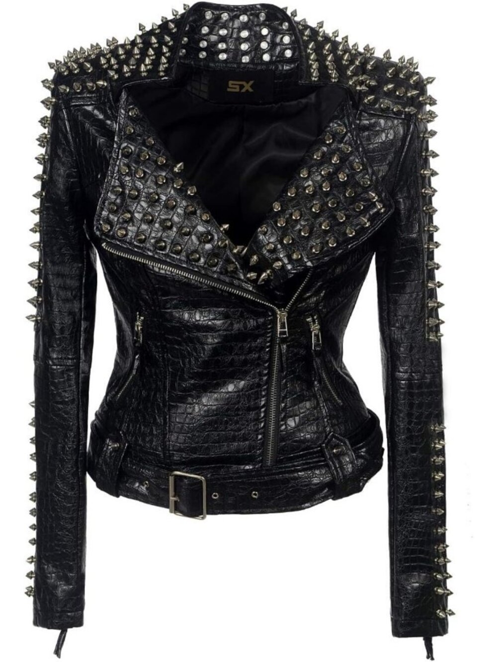 Punk Faux Leather Black Jacket with Studded Rivets | Fashion Streetwear